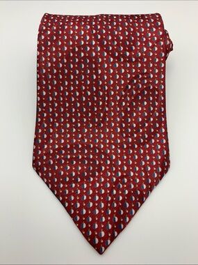 Vintage Christian Dior Silk Burgundy tie with Blue and Cream Micro-Dots